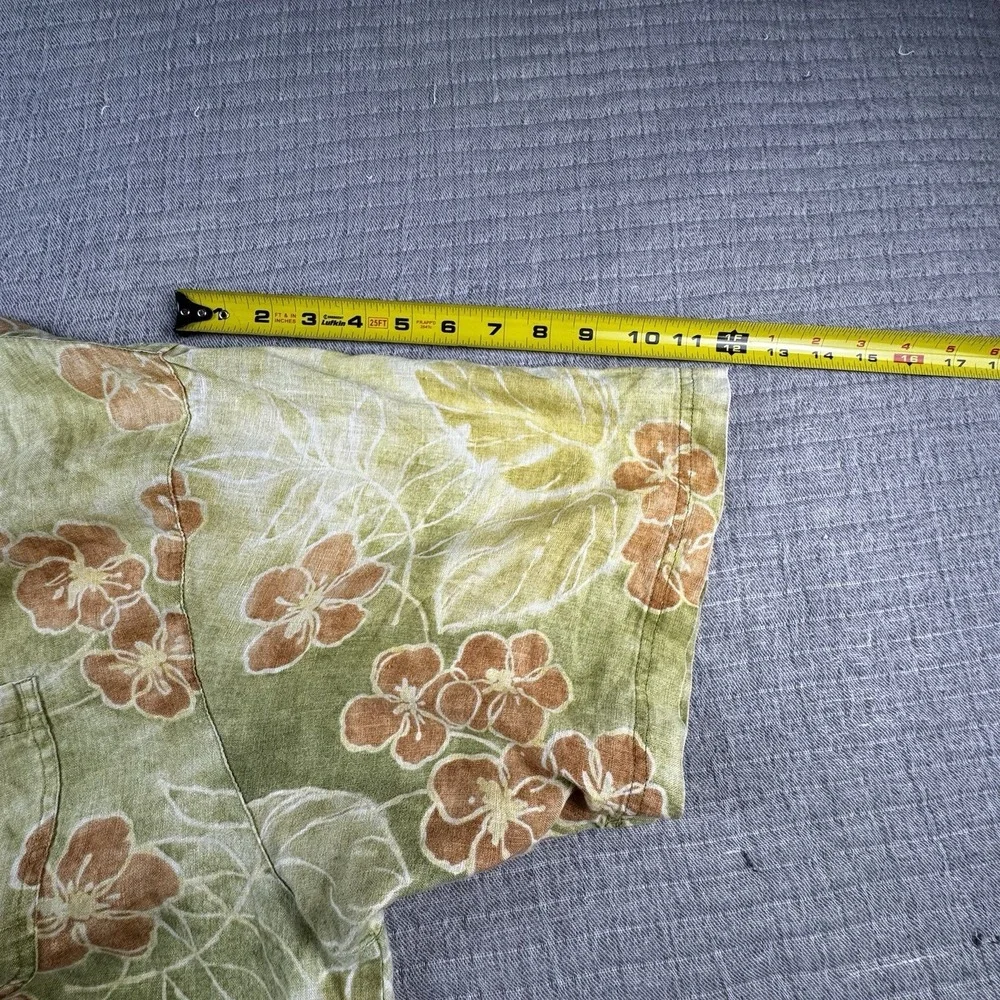 Vintage‎ Tommy Bahama Linen Shirt Men XXL Green Beach Floral Hawaiian Tropical